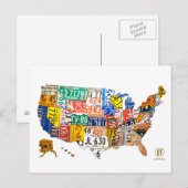 Postale Carte des plaques d'immatriculation des États-Unis (Devant / Derrière)