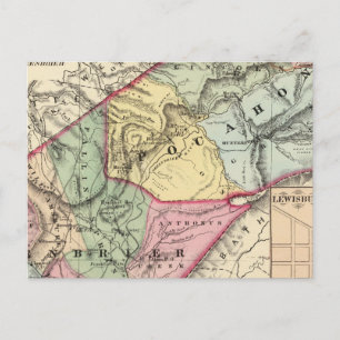 Postale Carte des Pocohontas, comtés de Greenbrier