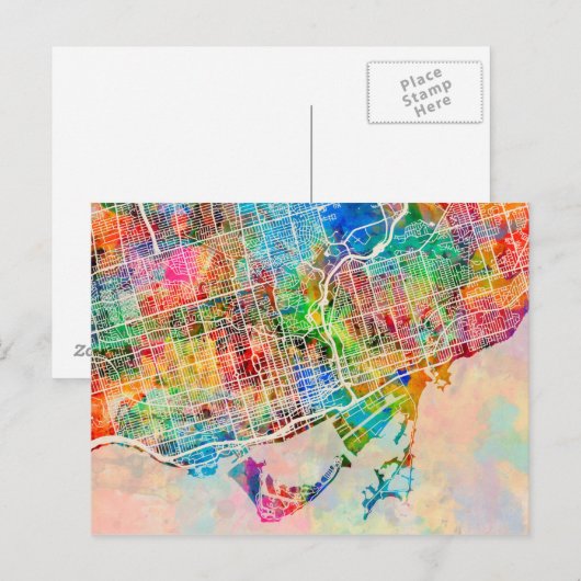 Postale Carte des rues de Toronto (Devant / Derrière)