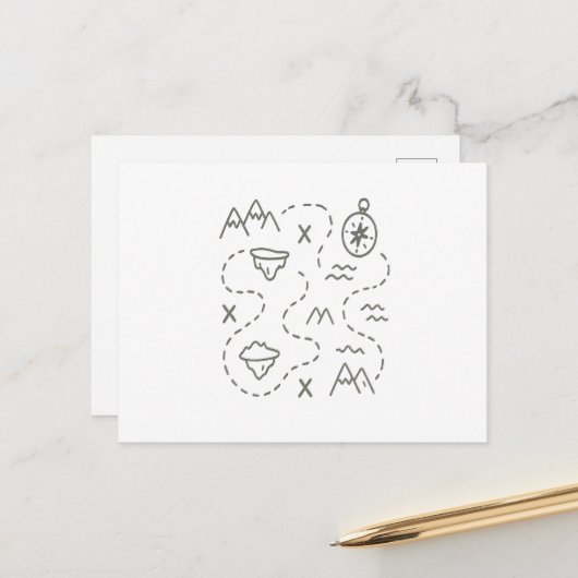 Postale Carte des trésors de Little Explorer (Devant/Arrière en situation)