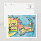 Postale Carte des villes du Massachusetts vintage (Devant / Derrière)