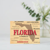 Postale Carte des villes et villes de Floride State Pride (Debout devant)