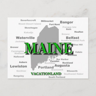 Postale Carte Des Villes Et Villes Du Maine State Pride