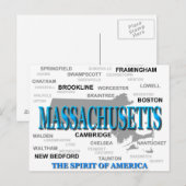 Postale Carte des villes et villes du Massachusetts State  (Devant / Derrière)