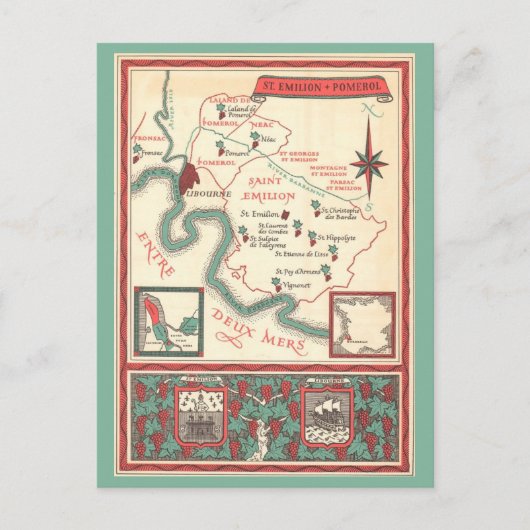 Postale Carte des vins de Bordeaux Saint-Emilion (Devant)
