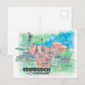Postale Carte des voyages d'Edimbourg en Écosse (Devant / Derrière)