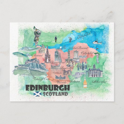 Postale Carte des voyages d'Edimbourg en Écosse (Devant)