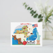Postale Carte dessinée de l'État de New York (Debout devant)