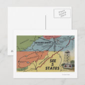Postale Carte détaillée de 5 Etats - Big Walker Lookout, V (Devant / Derrière)