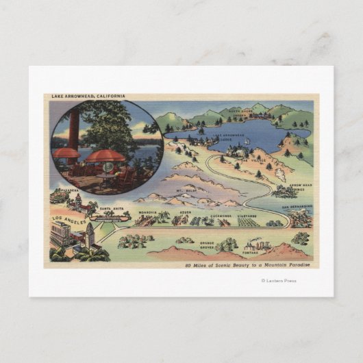 Postale Carte détaillée de LA au lac (Devant)