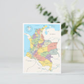 Postale Carte détaillée de la Colombie (Debout devant)