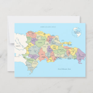 Postale Carte détaillée de la République Dominicaine
