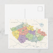 Postale Carte détaillée de la République tchèque (Devant / Derrière)