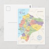 Postale Carte détaillée de l'Equateur (Devant / Derrière)