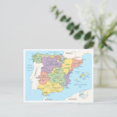 Postale Carte détaillée de l'Espagne (Debout devant)