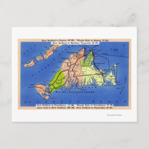 Postale Carte détaillée de l'île