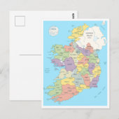 Postale Carte détaillée de l'Irlande (Devant / Derrière)