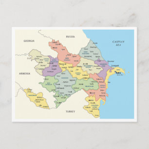 Postale Carte détaillée des régions d'Azerbaïdjan
