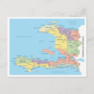 Postale Carte détaillée des régions d'Haïti