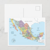 Postale Carte détaillée du Mexique (Devant / Derrière)