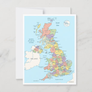 Postale Carte détaillée du Royaume-Uni