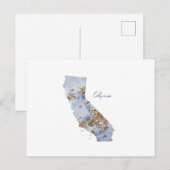 Postale Carte d'état Blue & Gold California (Devant / Derrière)