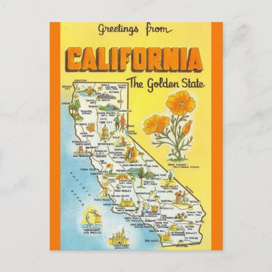 Postale Carte d'état de la Californie (Devant)