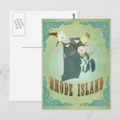 Postale Carte d'état de l'île de Rhode - Vert (Devant / Derrière)