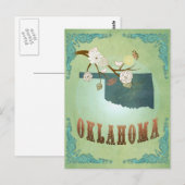 Postale Carte d'état de l'Oklahoma - Vert (Devant / Derrière)