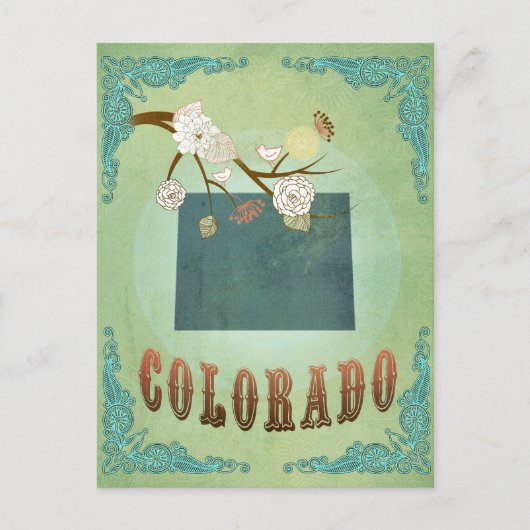 Postale Carte d'état du Colorado - Vert (Devant)