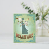 Postale Carte d'État du Delaware - Vert (Debout devant)