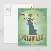 Postale Carte d'État du Delaware - Vert (Devant / Derrière)