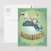 Postale Carte d'état du Massachusetts - Vert (Devant / Derrière)