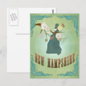 Postale Carte d'état du New Hampshire - Vert (Devant / Derrière)