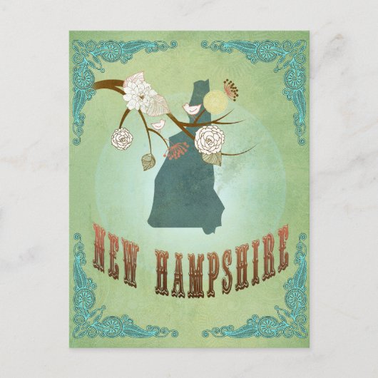 Postale Carte d'état du New Hampshire - Vert (Devant)