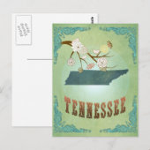 Postale Carte d'état du Tennessee - Vert (Devant / Derrière)