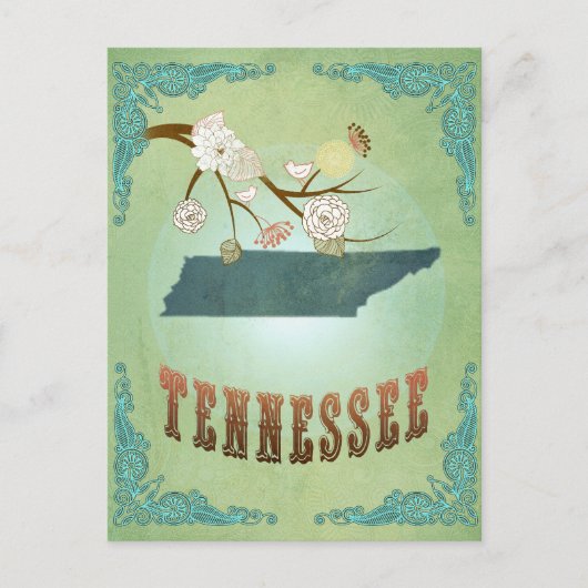 Postale Carte d'état du Tennessee - Vert (Devant)