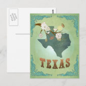 Postale Carte d'état du Texas - Vert (Devant / Derrière)