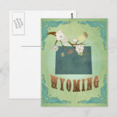 Postale Carte d'État du Wyoming - Vert (Devant / Derrière)
