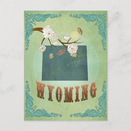 Postale Carte d'État du Wyoming - Vert (Devant)