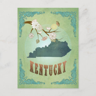 Postale Carte d'état moderne du Kentucky Vintage - Sage Gr