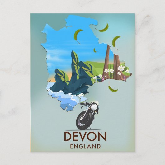 Postale Carte Devon affiche de voyage (Devant)