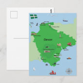 Postale Carte Devon illustrée (Devant / Derrière)