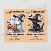 Postale Carte d'Halloween de deux fantômes et de la fête d (Devant)