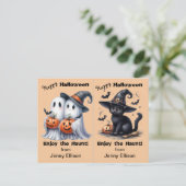 Postale Carte d'Halloween de deux fantômes et de la fête d (Debout devant)