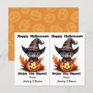 Postale Carte d'Halloween de la fête Casquette de la sorci