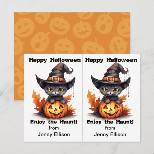 Postale Carte d'Halloween de la fête Casquette de la sorci (Devant / Derrière)