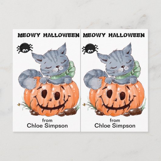 Postale Carte d'Halloween de l'école Cute Kitty (Devant)