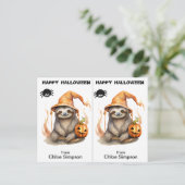 Postale Carte d'Halloween de Sloth Kitty Cat School Party (Debout devant)