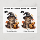 Postale Carte d'Halloween de sorcière Kitty Cat School (Devant)